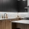 Designer kitchen with wood cabinets and Samsung stainless steel appliances