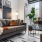 Convertible living room with frame TV and office nook